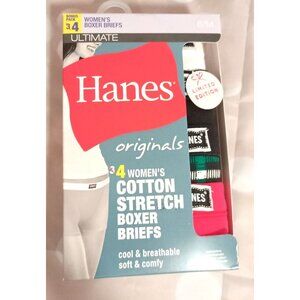 Hanes Women’s Cotton Stretch Boxer Briefs 4 Pack Size M/6 Limited Ed NEW